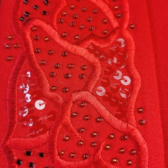 John Meyer Skirt Suit Women Size 8 Double Breasted Beaded Sequins Pockets Red - Picture 5 of 10